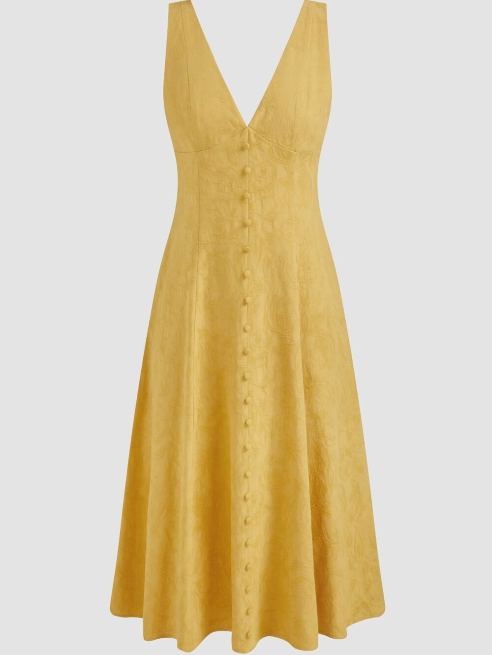 Cider Tisse Cotton V-neck Floral Button Midi Dres - Picture 1 of 5